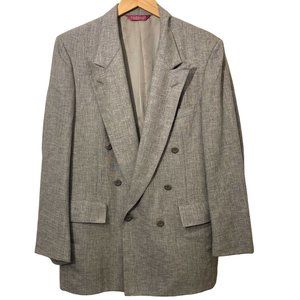 NORDSTROM Mens Double Breasted Blazer 39 Silk Wool Brown Tan